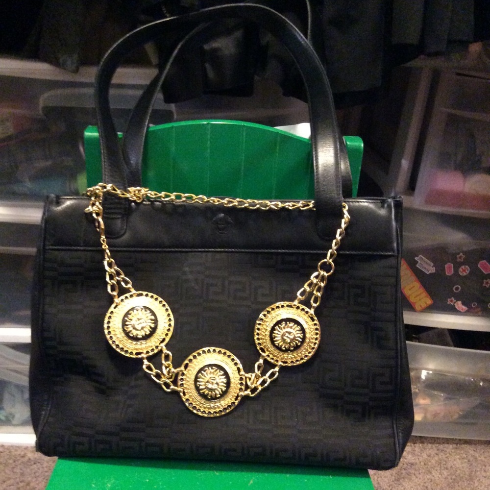 Versace nylon with leather trim bag